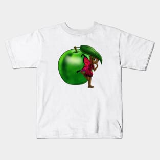 African American Fairy and Green Apple Kids T-Shirt